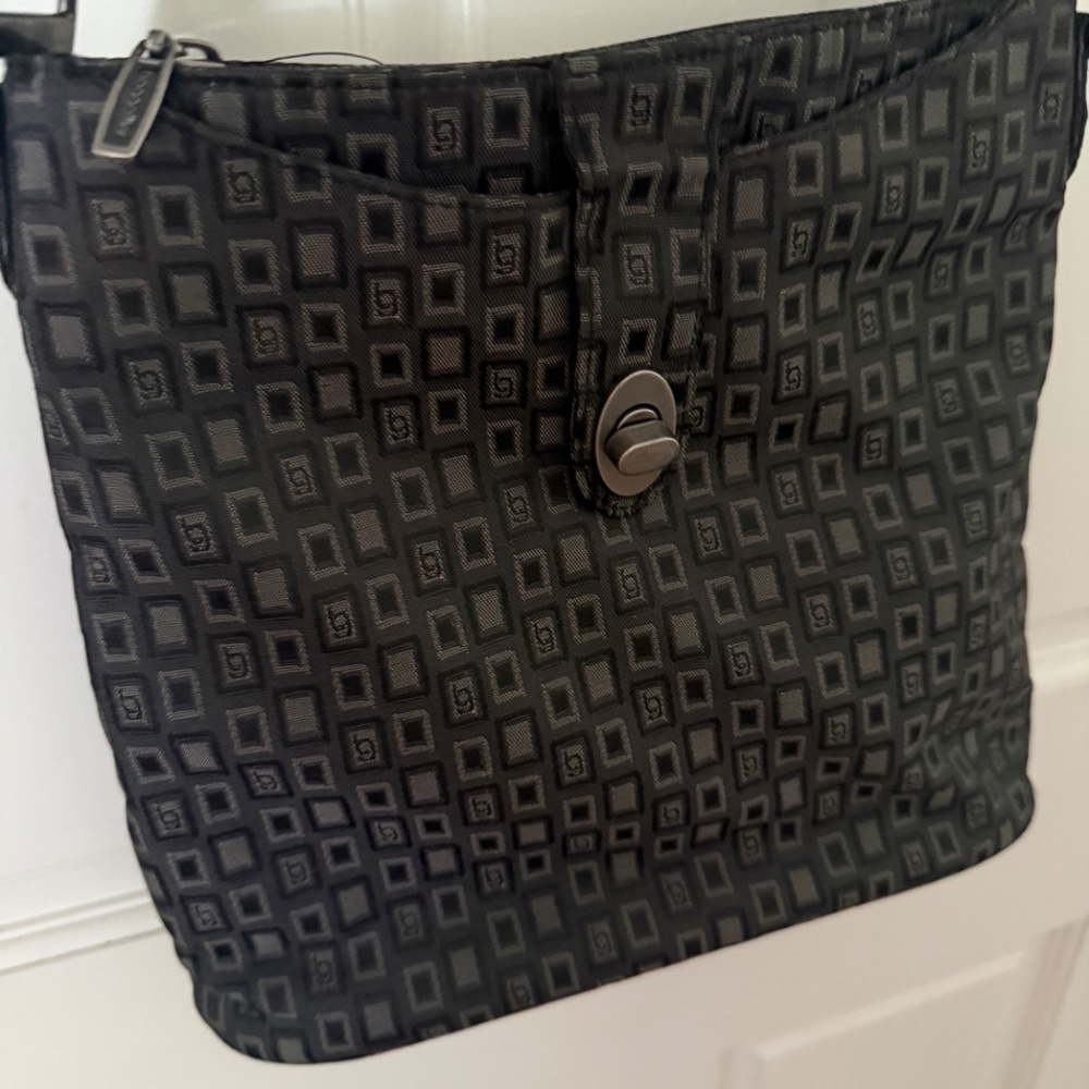 Baggallini Black Gray Geometric Pattern Crossbody… - image 4
